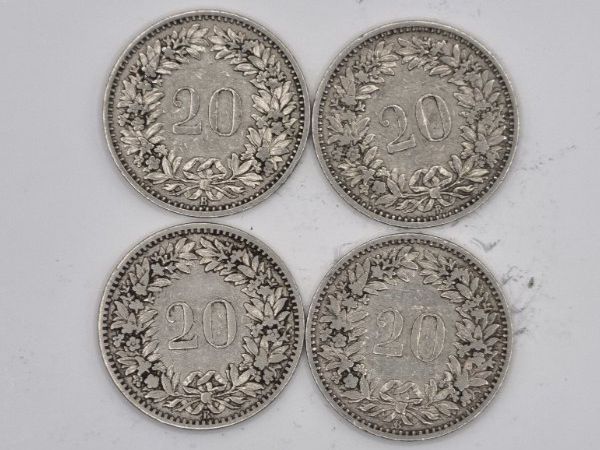 Alle Münzen: 20 rappen 1884 Lot 4 Stück – Gebraucht aus Bure von chap981 1