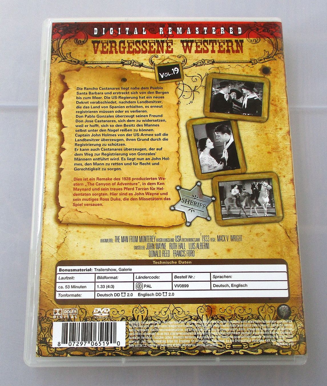 Alle DVDs: DER MANN VON MONTEREY - John Wayne – Gebraucht aus Wattwil von Muriel10 1