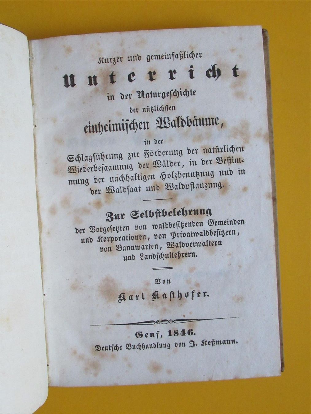 Livres: Kasthofer Behandlung der Wälder 1846 RAR – D'occasion à Adliswil par buch_und_kunst 2