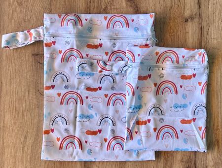 Set 2x Wetbag / Nasstasche / Beutel  Motiv Regenbogen