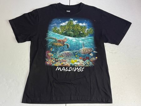 Vintage Y2K T-Shirt Ocean life Maldive Doppelt Print gr XL
