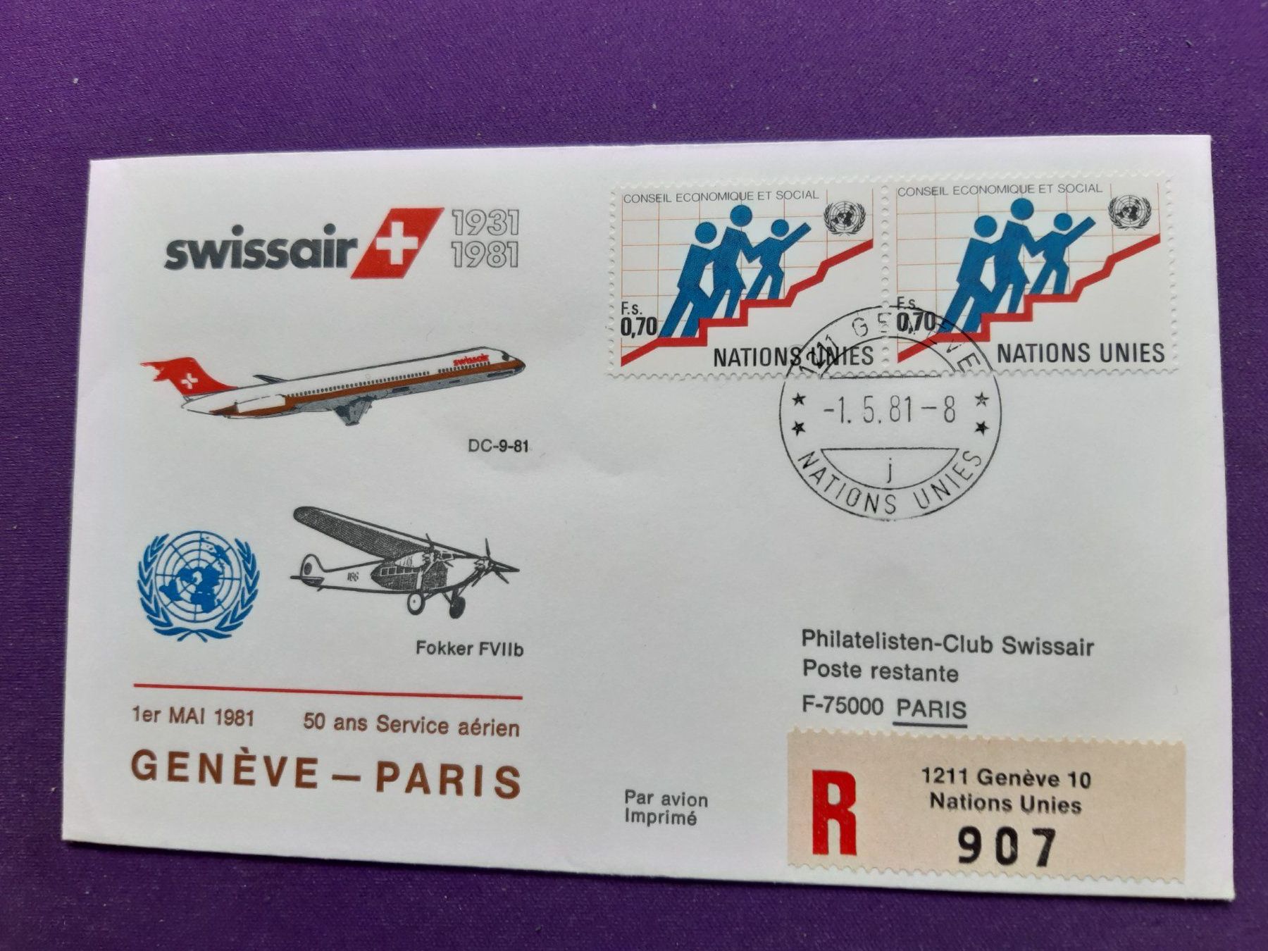 Alle Briefmarken: Flugbriefe 9 Stück, Nations unies, eingeschrieben – Neu (gemäss Beschreibung) aus Wangs von weisstannen01 6