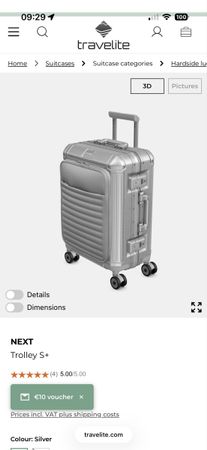 Travelite NEXT Trolley S+, alu, 55cm