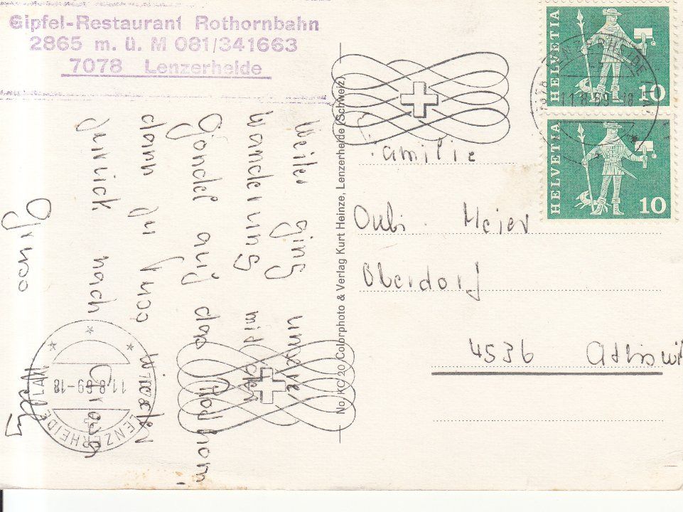 Cartoline postali: Rothornbahn 1969 – Usato da Bürglen TG venduto da StampGraf 1