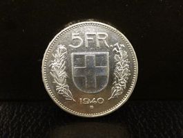 5 Franken Silber 1940 Fünfliber Münze