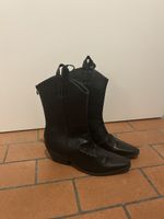 Black faux leather cowboy boots