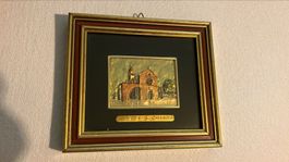 Serigrafia artistica dipinta a mano bagno oro 23 carati