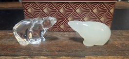 2 Stück Hadeland Eisbär Glas Figur