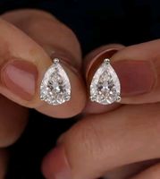 Boucles d'oreille argent avec diamants moissanite de 1 ct