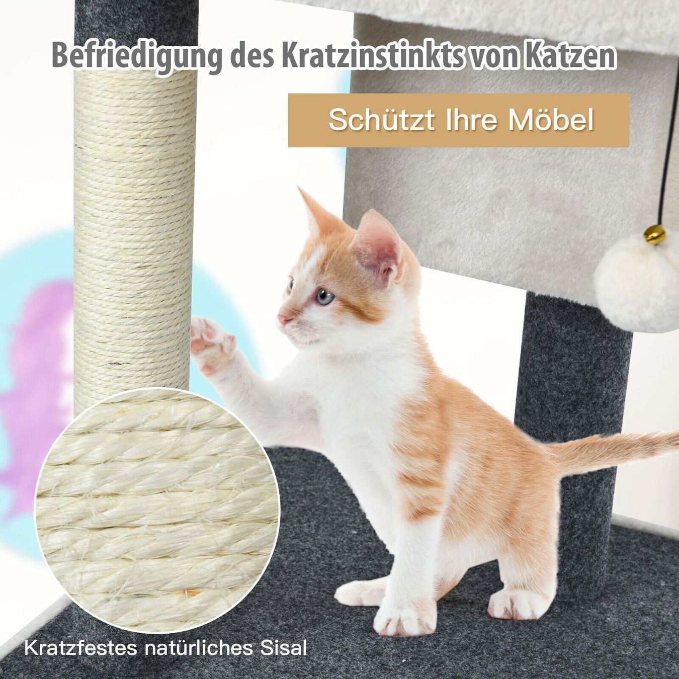 Katzenbaum - Kratzbaum: COSTWAY Kratzbaum klein weiß grau – Neu und originalverpackt aus Bottighofen von zaap 6
