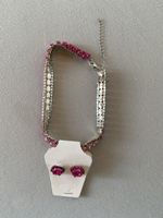 Schmuckset Halskette und Ohrstecker pink neuwertig