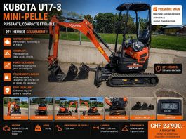 Kubota U17-3  Mini-pelle  271h  Attache rapide + 3 godets