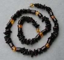 ♥ HERREN KETTE / Baltischer Bernstein + Gagat / dunkelrot ♥