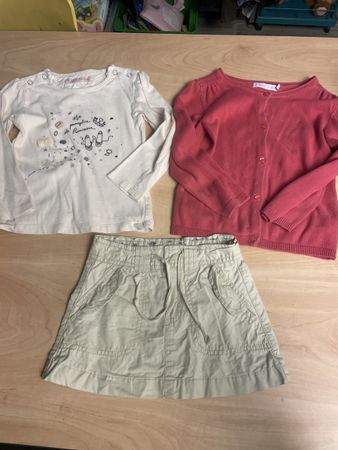 Mädchen Kleiderpaket Gemo Gr. 98 Shirt, Cardigan, Rock