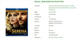 Serena - Jede Liebe hat ihren Preis (Bluray)