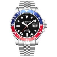 🇺🇸Herrenuhr ®STÜHRLING GMT Taucheruhr Edelstahl 10 Bar NEU