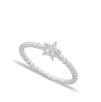 Ring Zirkonia fein Stern 925 Silber filigran Klassiker 52