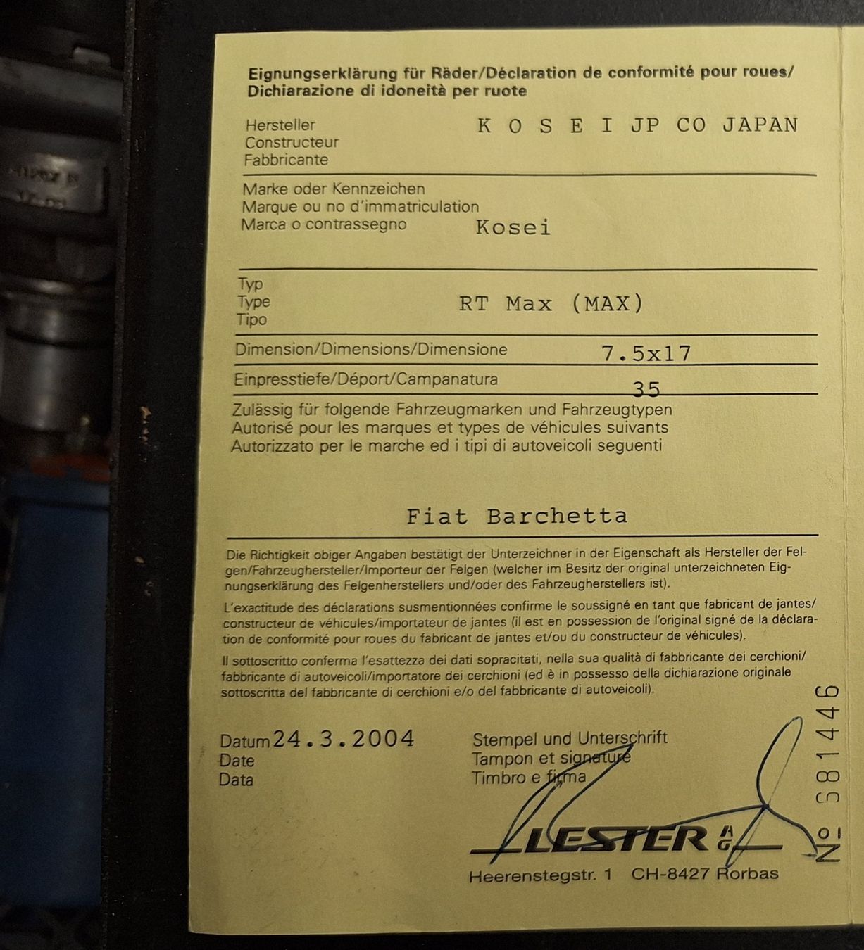 Fiat Pneumatici & Ruote complete: Roues Kosei Racing pour Fiat – Usato da Henniez venduto da 20mxl 7