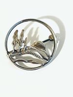 Vintage Sterling Silver Landscape Design Brooch