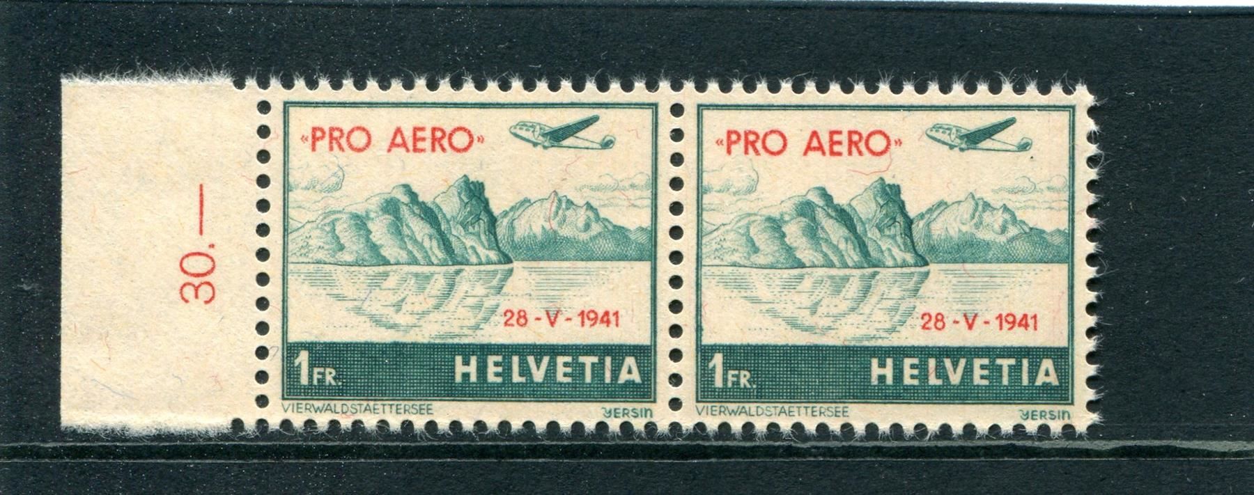Tutti i francobolli: 1941 Flugpostmarke Nr. 35A1 2er Streifen – Usato da Winterthur venduto da Kyoung