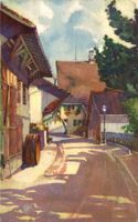 Dorfpartie bei Zürich (Aquarell von J. Zürcher)