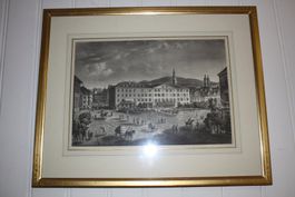 Hotel du lion st gall 1857 - 1859 Aquatinta J B Isenring 1a