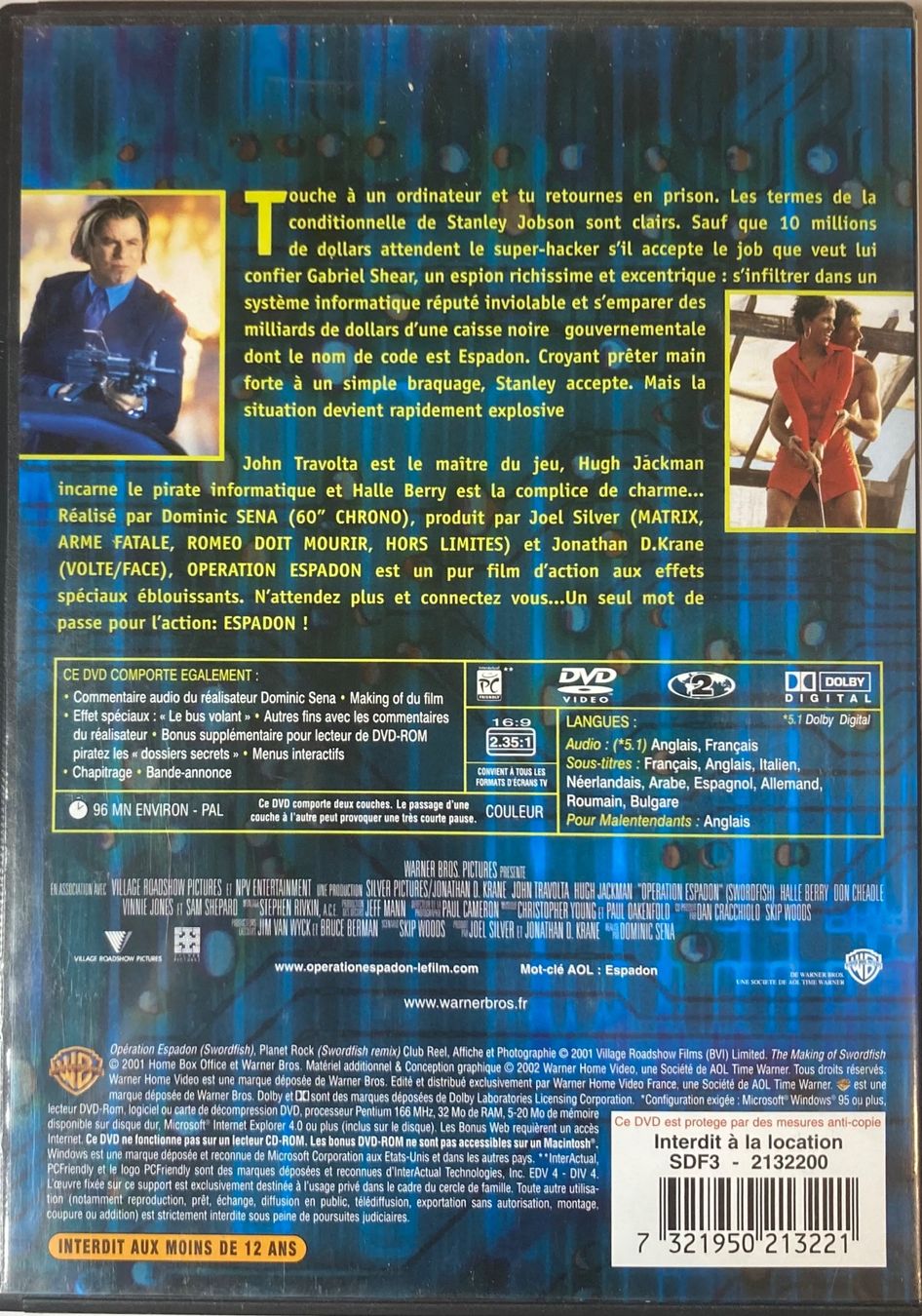 Tutti i DVDs: TRAVOLTA / JACKMAN / BERRY / CHEADLE - OPERATION ESPADON – Usato da Poliez-Pittet venduto da Newtown-Records 1