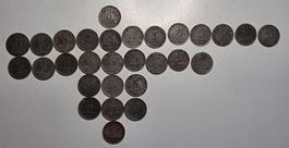 29 Stück, 5 Pfennige 1917, 1918, 1919, 1920, 1921, 1922