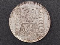 Francia 20 francs, 1938, Argento 0.680 - Silber 0.680