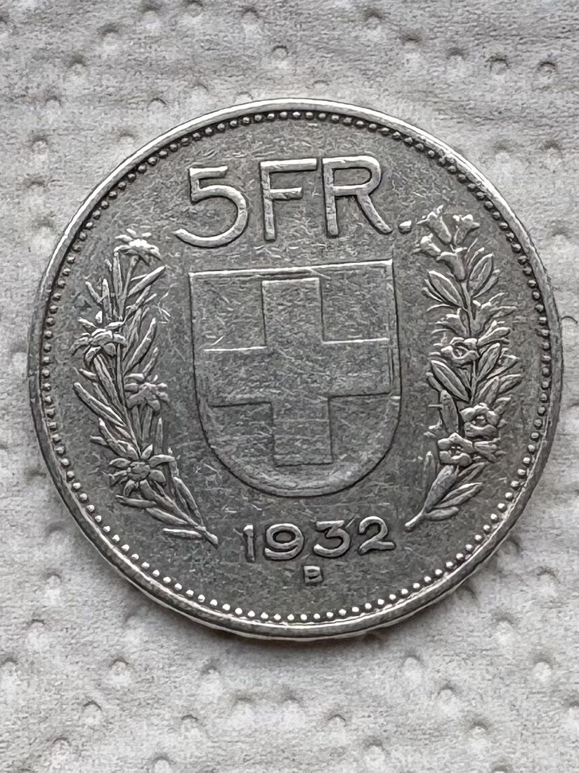 Alle Münzen: 5.- Franken 1932 – Gebraucht aus Maisprach von Lls1