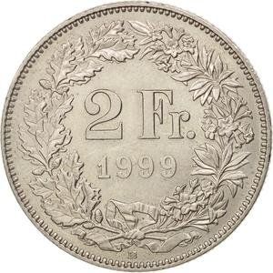 Tutti le monete: Zwei Franken 1999 – Usato da Haag ( Rheintal ) venduto da Fischerweb