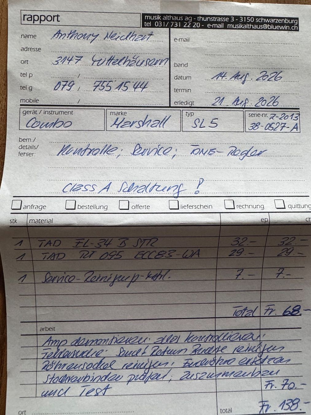 Marshall Amplificatori: Marshall Röhren Verstärker – Usato da mittelhaeusern venduto da Anthonyn 2