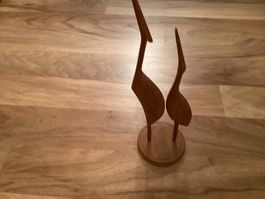 Vintage Kraniche Teak Holz Vögel