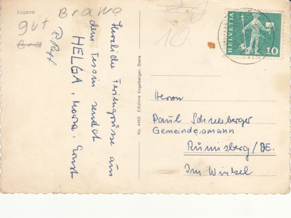 Cartoline postali: Lugano 1962 – Usato da Bürglen TG venduto da StampGraf 1