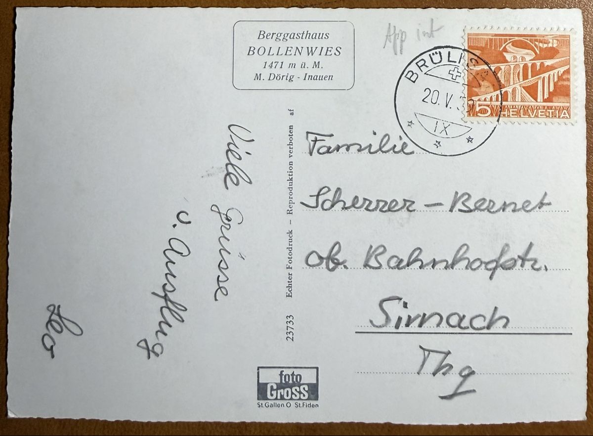 Cartoline postali: FÄLHENSEE - BOLLENWIES 1959 – Usato da Lutry venduto da Ediego 1
