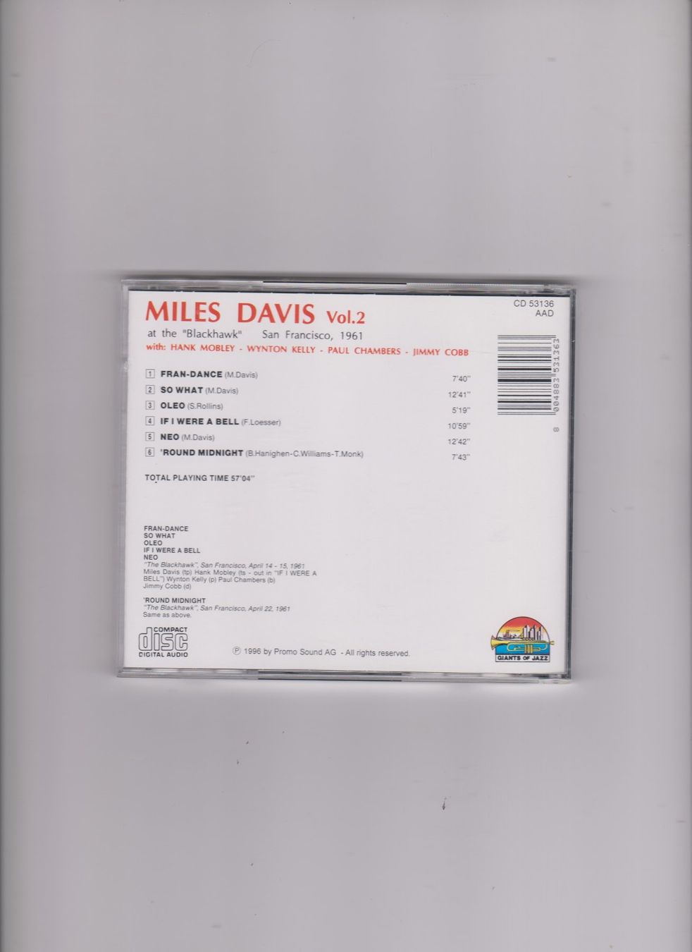 CDs: Miles Davis at the "Blackhawk" Vol. 2 CD – D'occasion à Bex par Canouille 1