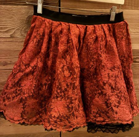 Paolo Rossello red and black lace and tulle skirt