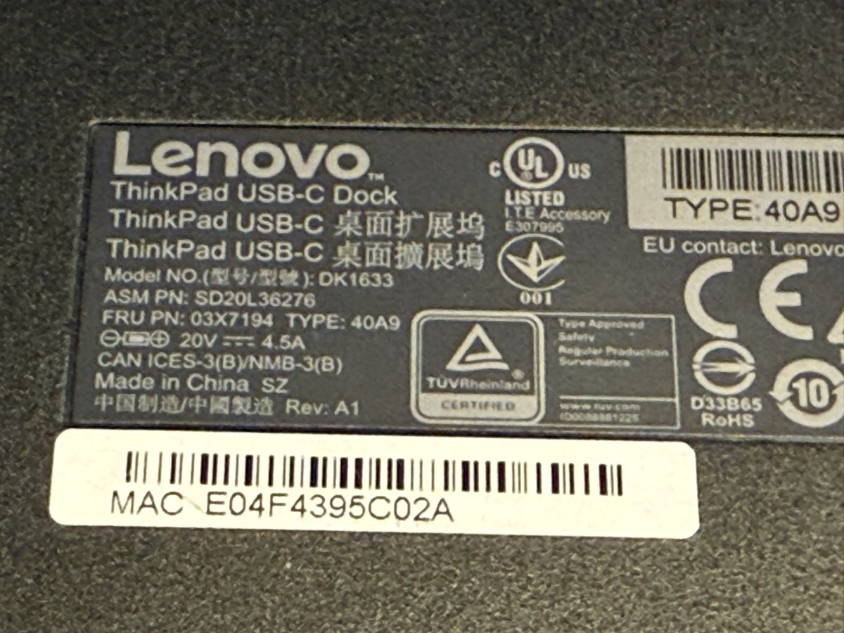 Lenovo Dockingstation: Lenovo ThinkPad USB-C Dockingstation – Gebraucht aus Goldach von Messerguru 2