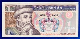 **Specimen 1 PASS De La Rue Giori S.A. Lausanne Completta**