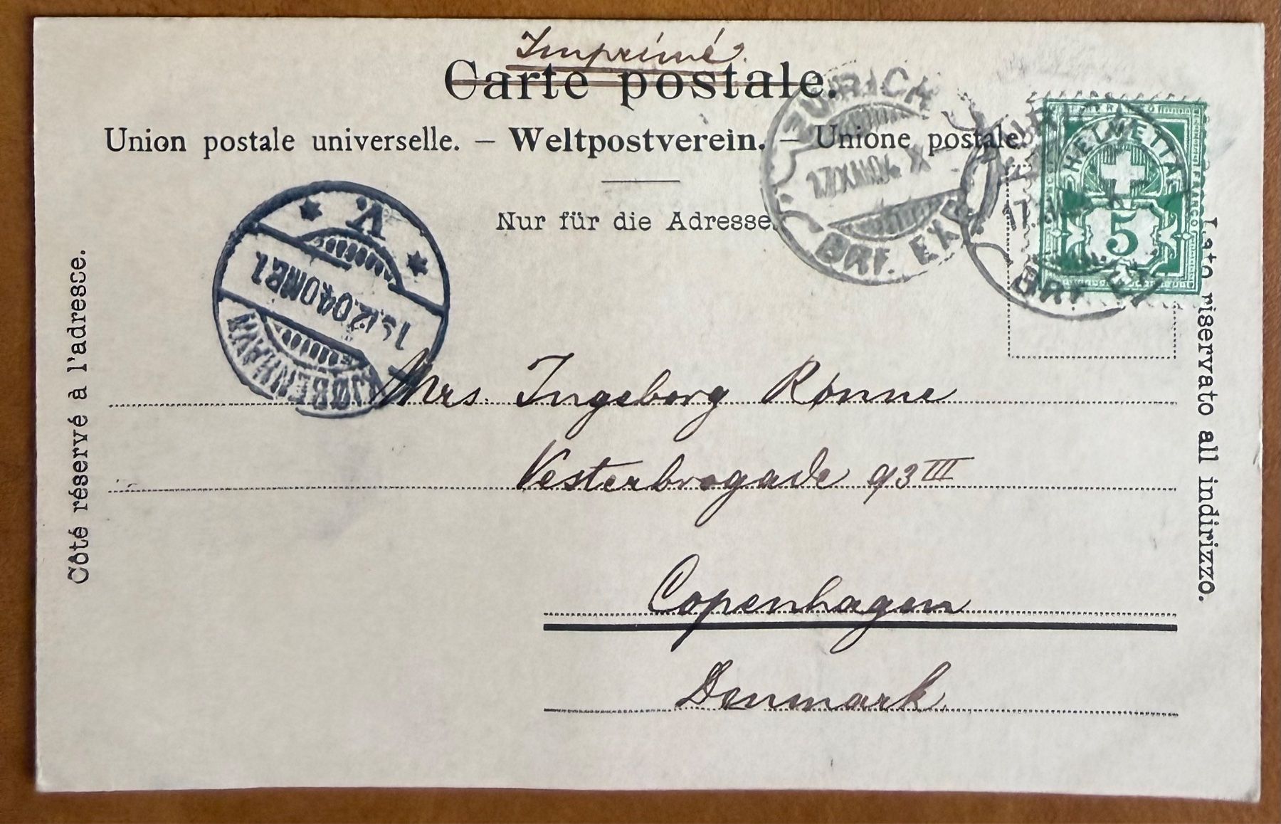Cartoline postali: Zürich - Utoquai - Dampfschiff 1904 – Usato da Lutry venduto da Ediego 1