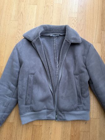 Zara Jacke in Wildlederoptik, XL, Grau, Winter