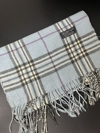 Écharpe Burberry authentique monogramme laine bleu carreaux