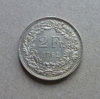 Schweiz ++ 2.- Franken 1862, gute Erhaltung