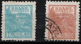 2 timbres Brésil 1934 oblitérés rares! Collection!
