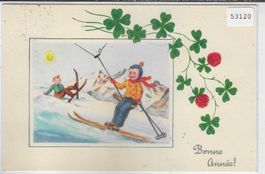 Bonne Annee - Kinder beim Ski fahren