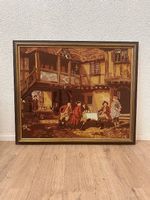 Vintage Barock Gobelin Wandbild Historische Wirtshausszene