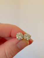 2CT YELLOW Gold color blue Moissanite earrings certificate