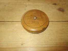 Antike Puderdose aus Holz mit Spiegel