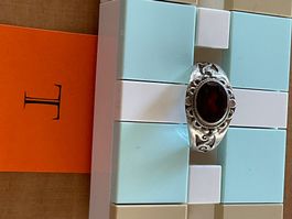 Silberring mit Granat 7 Gr. 53