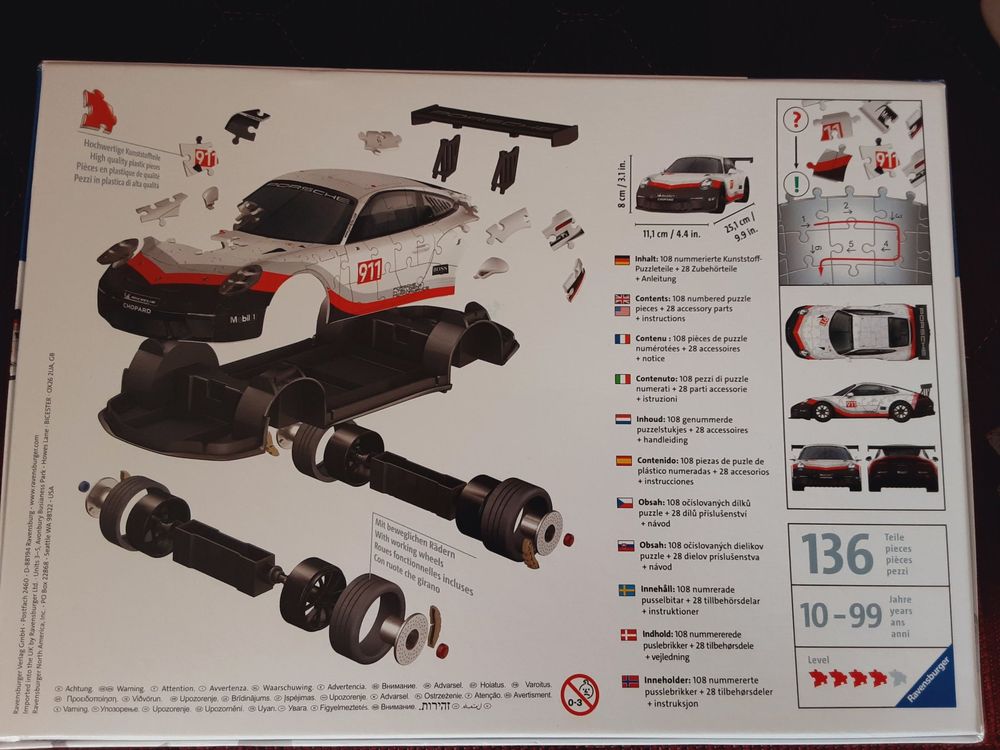 Ravensburger Puzzle 3D Porsche 911 GT3 Cup 108 Pièces
